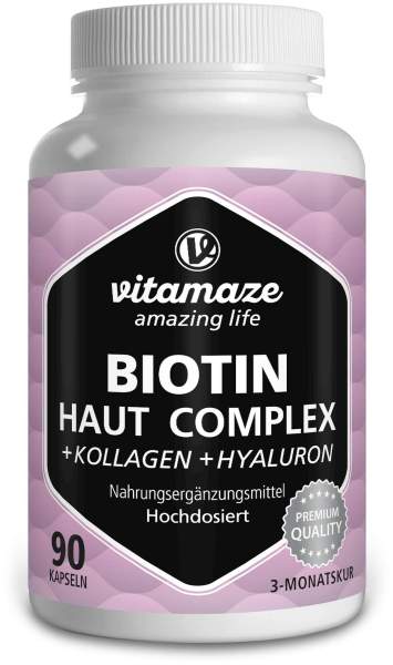 Vitamaze Biotin Haut Komplex Hochdosiert + Kollagen + Hyaloron 90...