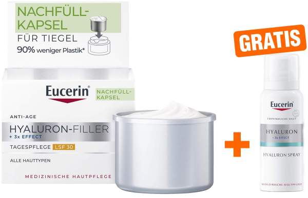 Eucerin Anti-Age Hyaluron-Filler Tag LSF 30 Refill 50 ml + gratis Eucerin Anti Age Hyaluron Spray 50 ml