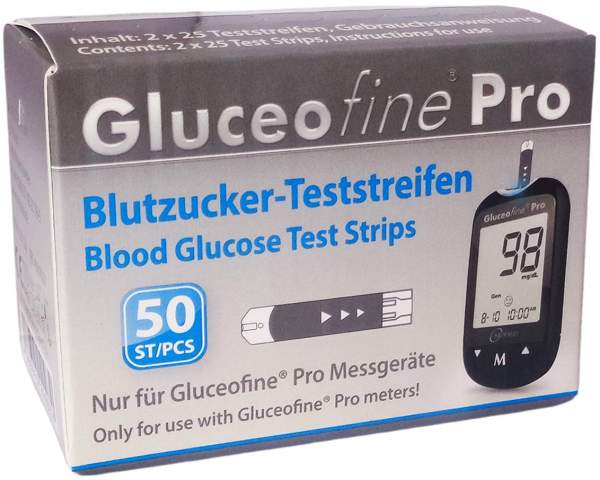 Gluceofine Pro Blutzucker-Teststreifen 50 Stück