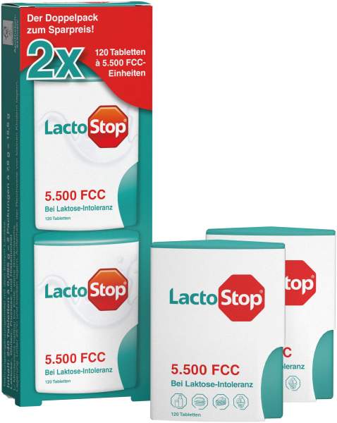 Lactostop 5.500 Fcc Tabletten Klickspender Doppelpackung 2 x 120 Tabletten