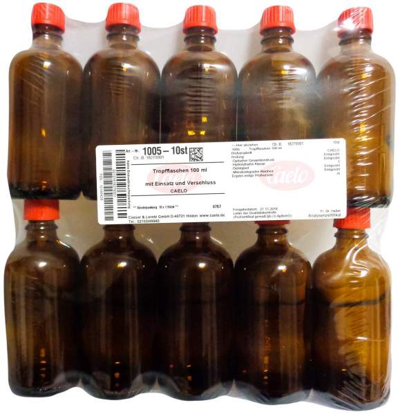 Tropfglas Braun, Rund, Kompl 100 ml