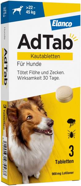 AdTab 900 mg für sehr große Hunde (22-45 kg) 3 Kautabletten