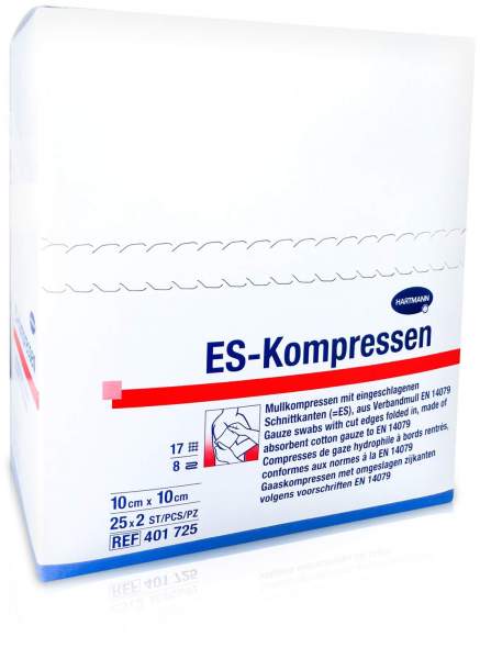 Es-Kompressen Steril 10 X 10 cm 8fach 25 X 2 Kompressen