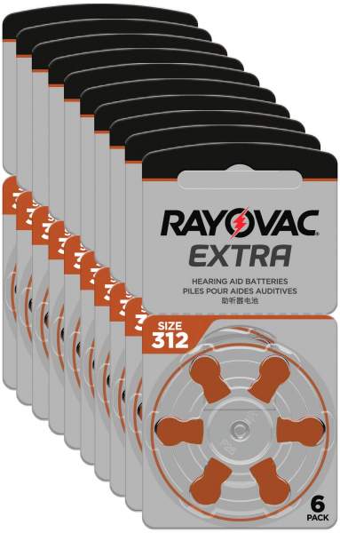 Rayovac Hörgerätebatterien 312 Braun 10 x 6 Stück