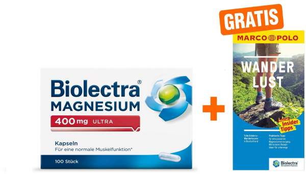 Biolectra Magnesium 400 mg ultra 100 Kapseln + gratis Marco Polo Wanderführer