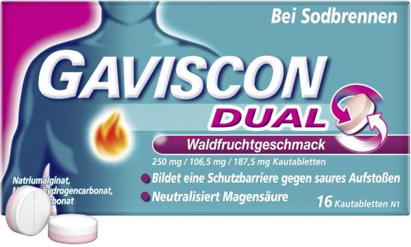 Gaviscon Dual Waldfrucht 250 mg-106,5 mg-187,5 mg 16 Kautabletten