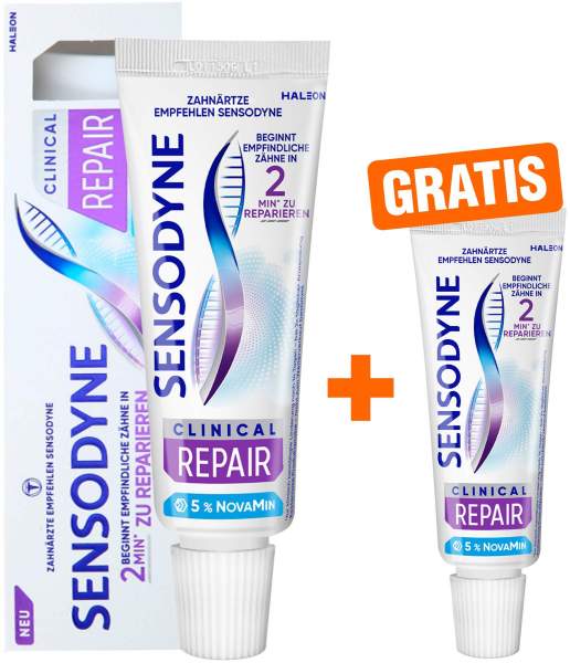 Sensodyne Clinical Repair Zahnpasta 75 ml + gratis Sensodyne Clinical Repair Zahnpasta 15 ml