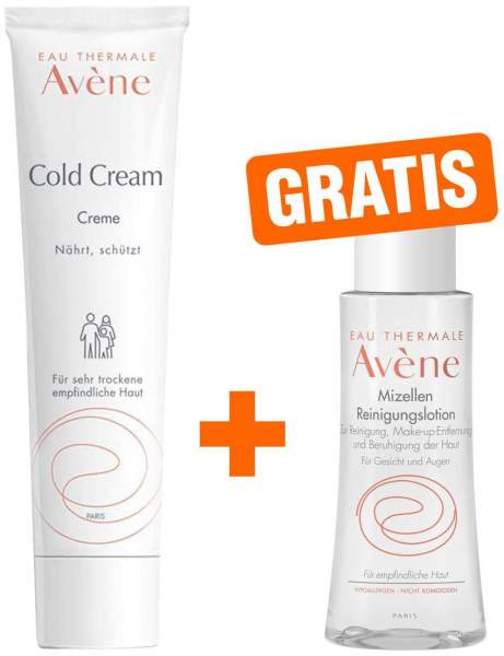 Avene Cold Cream Creme 100 ml + gratis Mizellen Reinigungslotion 100 ml