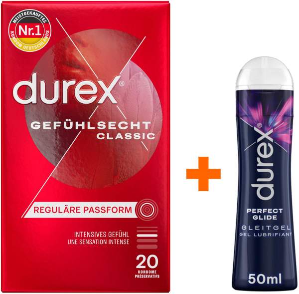 Durex Gefühlsecht classic Kondome 20 St + Durex Play Perfect Glide 50 ml Gleitgel