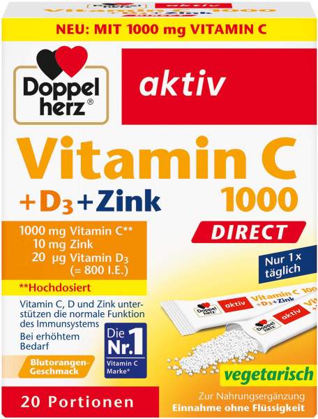 Doppelherz Vitamin C 1000 + D3 + Zink Direct 20 Portionen
