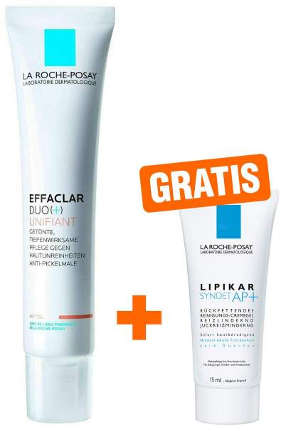 La Roche Posay Effaclar Duo+ Unifiant mittel 40 ml Creme + gratis Lipikar Syndet AP+ 15 ml