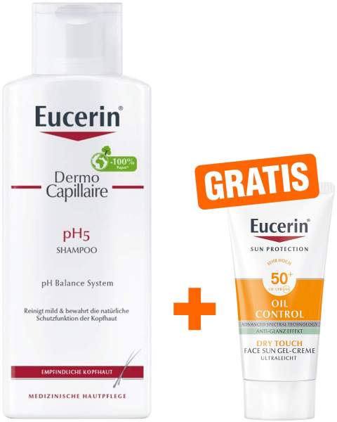 Eucerin Dermo Capillaire pH5 Shampoo 250 ml + gratis Eucerin Sun Gel-Creme Oil Control 20 ml