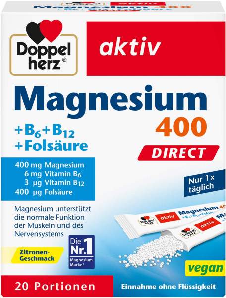 Doppelherz aktiv Magnesium +B6 +B12 +Folsäure direkt Pellets 20 Stück