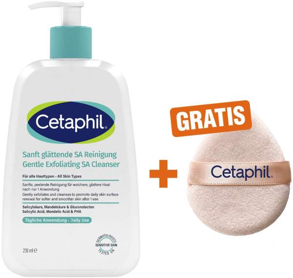 Cetaphil Sanft glättende SA Reinigung 236 ml + gratis Cetaphil Reinigungspad 1 Stück