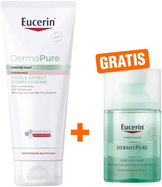 Eucerin DermoPure Triple Effect Körpercreme 200 ml + gratis Eucerin DermoPure Gesichts-Tonic 100 ml