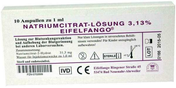 Natrium Citricum 3,13% 10 X 1 ml Ampullen