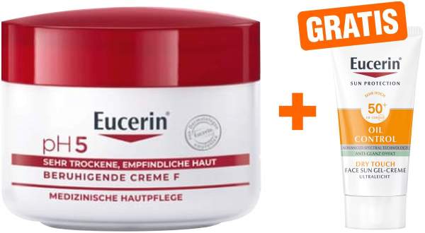 Eucerin pH5 Creme F 75 ml + gratis Eucerin Sun Gelcreme Oil Control 20 ml