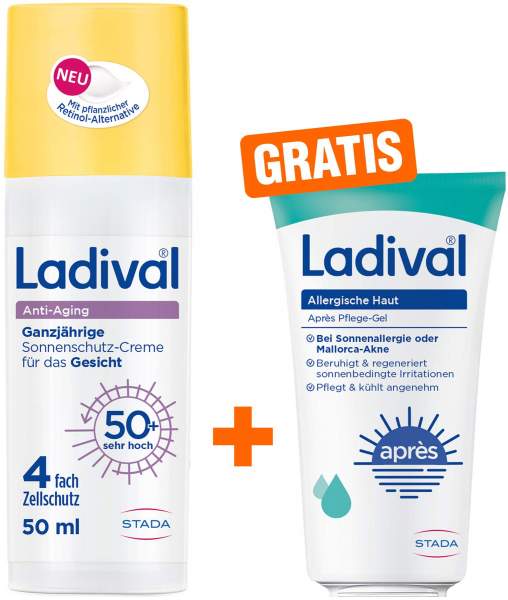 Ladival Anti-Aging Sonnenschutz-Creme LSF 50+ 50 ml + gratis Ladival allergische Haut Apres Pflege-Gel 50 ml