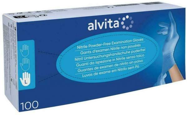Alvita Nitril Unt.Handschuhe Unsteril Puderfrei L