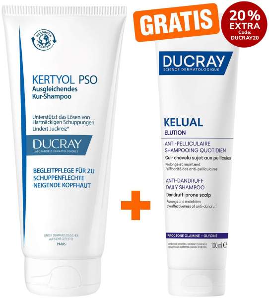 Ducray Kertyol PSO Kur-Shampoo 200 ml + gratis Ducray Elution 100 ml