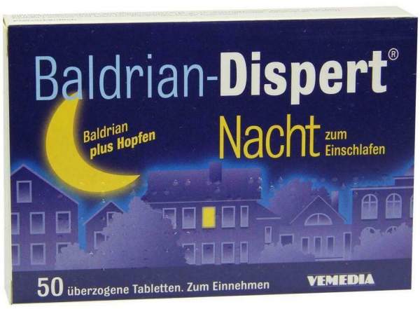 Baldrian-Dispert Nacht zum Einschlafen 50 überzogene Tabletten