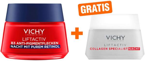 Vichy Liftactiv B3 Retinol Nachtcreme 50 ml + gratis Vichy Liftactiv Collagen Specialist Nacht 15 ml