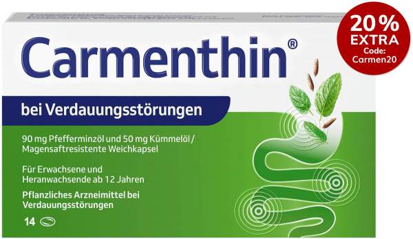 Carmenthin bei Verdauungsstörungen 14 magensaftresistente Weichkapseln