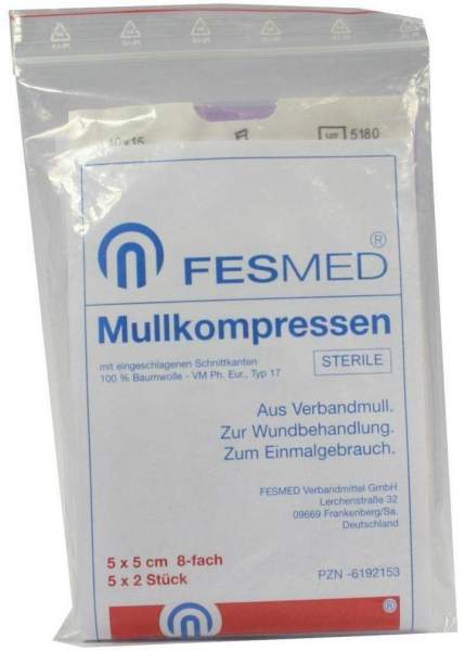 Mullkompressen Es 5x5cm 8fach Steril 5x2 Kompressen