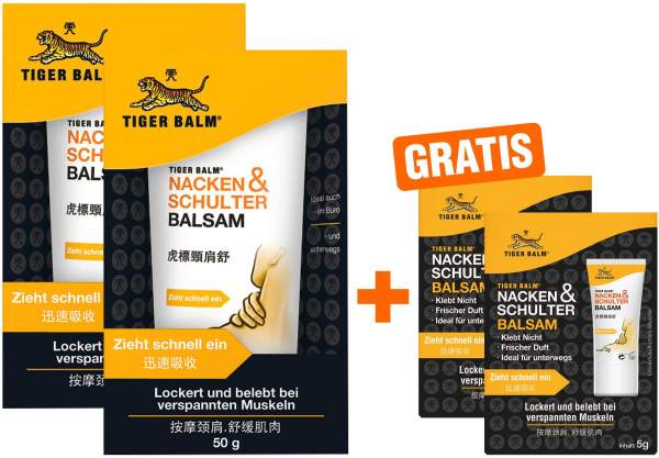 TIGER BALM Nacken und Schulter Balsam 2 x 50 g + gratis Tiger Balm Sachets 2 x 5g