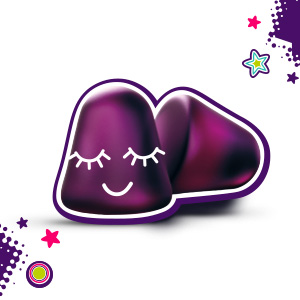 Zwei skizzierte Weichgummis mit verschlossenen Augen.