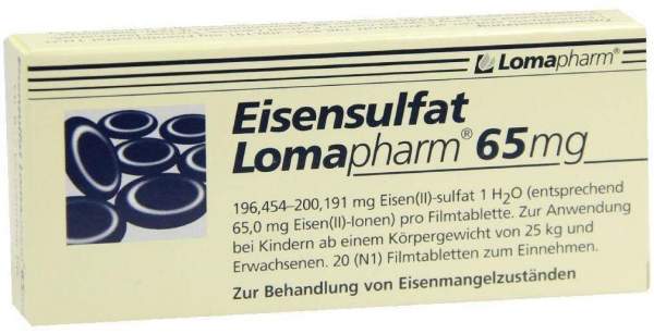 Eisensulfat Lomapharm 65 mg 20 Stück