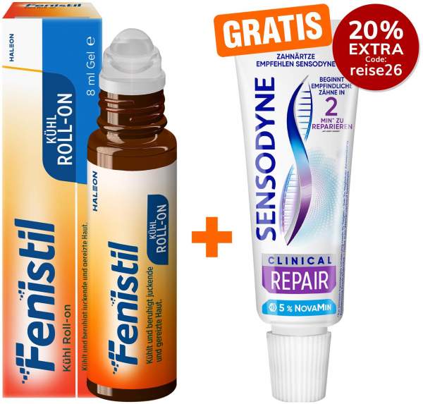 Fenistil Kühl Roll-on 8 ml + gratis Sensodyne Clinical Repair Zahnpasta 15 ml