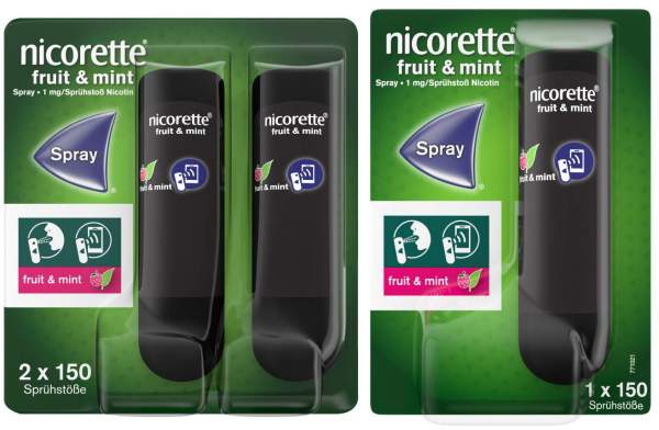 Nicorette Fruit &amp; Mint Spray 1 mg 2 Stück + Nicorette Fruit &amp; Mint 1 mg 1 Stück