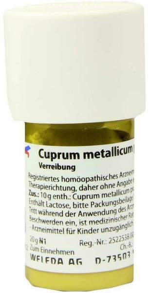 Weleda Cuprum Metallicum Praeparatum D6 20 G Trituration