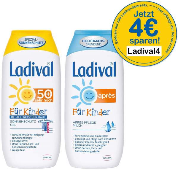Ladival Sonnenschutz Gel bei Allergischer Haut für Kinder LSF 50+ 200 ml + Après Pflegemilch für Kinder 200 ml Lotion