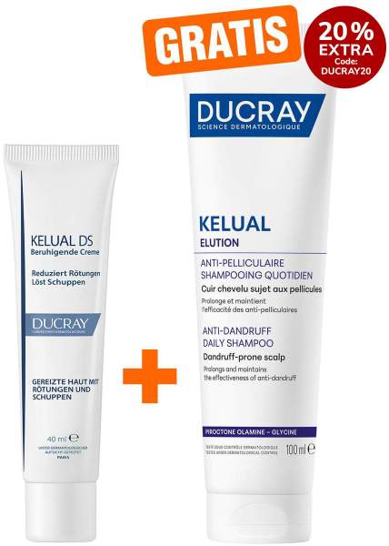 Ducray Kelual DS Creme beruhigende Anti-Schuppen Creme 40 ml + gratis Elution ausgleichs Shampoo 100 ml