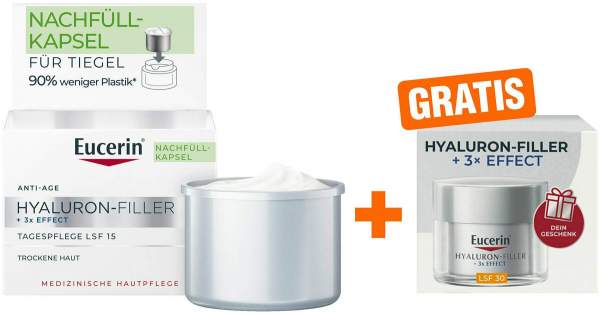 Eucerin Anti Age Hyaluron Filler Tagespflege Trockene Haut Refill 50 ml + gratis Hyaluron Filler Tagespflege 20 ml
