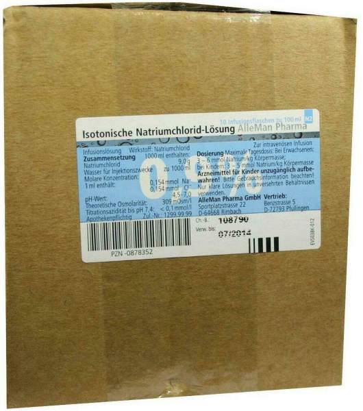 Kochsalzlösung 0,9% Plastikflasche 10x100 ml Infusionslösung