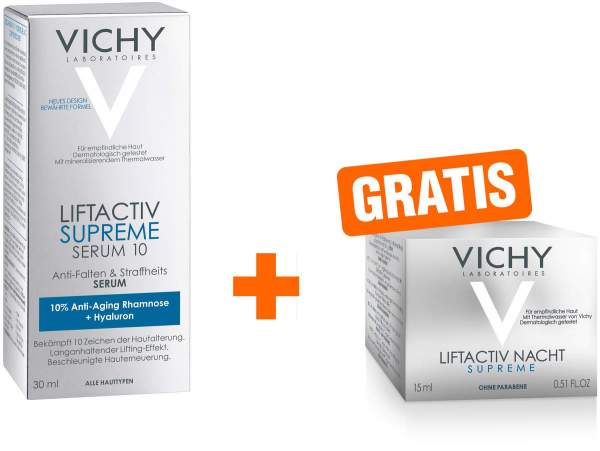 Vichy Liftactiv Supreme Serum 10 30 ml Konzentrat + gratis Liftactiv Nacht mini Tiegel 15 ml Nachtcreme