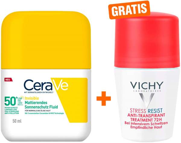 CeraVe Mattierendes Sonnenschutz Fluid LSF 50+ 50 ml + gartis Vichy Deo Stress Resist 72h 50 ml