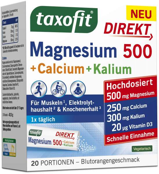 Taxofit Magnesium 500 + Calcium + Kalium 20 Beutel