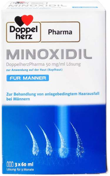 Minoxidil Doppelherz Pharma 50 mg je ml 3 x 60 ml Lösung für Männer