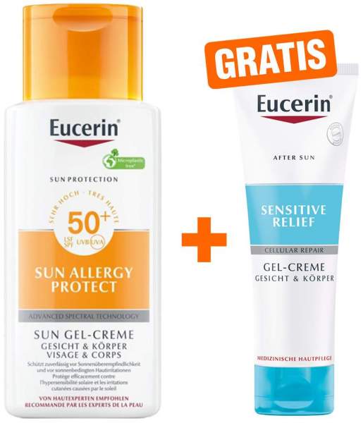 Eucerin Sun Allergie 150 ml Gel 50+ + gratis Sensitive After Sun 50 ml