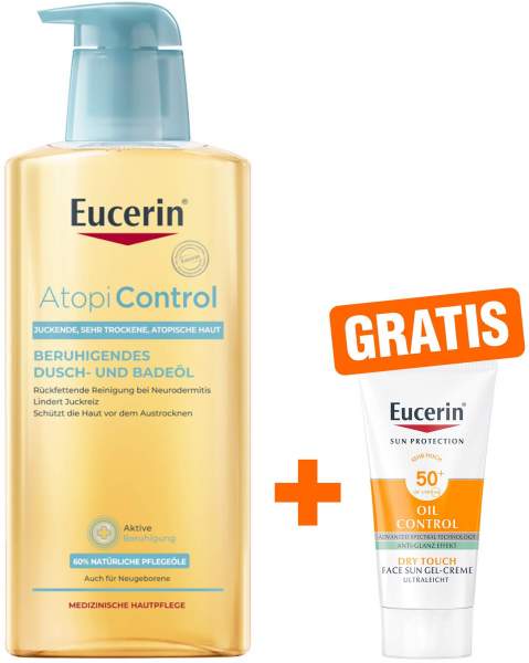 Eucerin AtopiControl Dusch- und Badeöl 400 ml + gratis Eucerin Sun Gel-Creme Oil Control 20 ml
