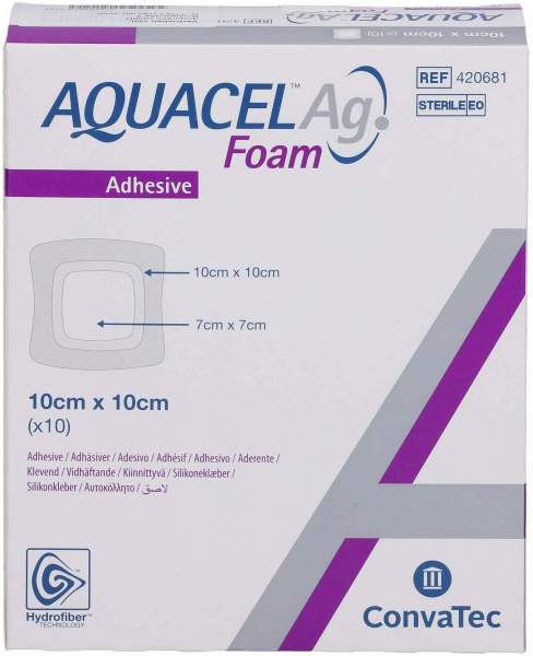 Aquacel AG Foam Adhäsiv 10x10 cm Verband