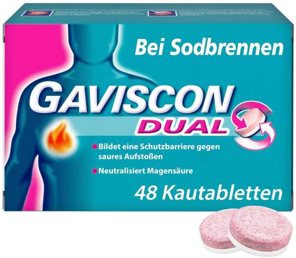 Gaviscon Dual 250 mg - 106,5 mg - 187,5 mg 48 Kautabletten