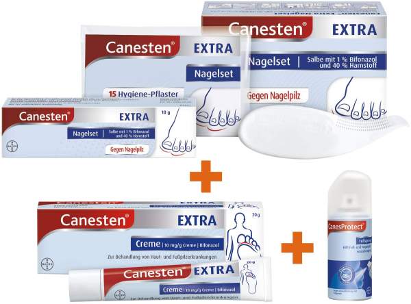 Canesten Extra Nagelset + Canesten Extra - 20 g Creme + CaneProtect 150 ml Fußspray