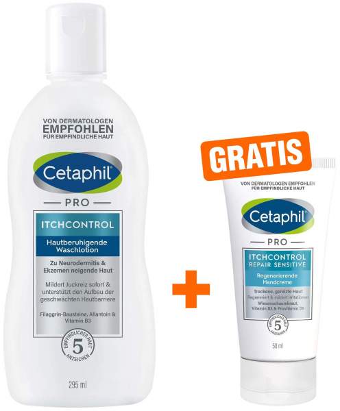 Cetaphil Pro Itch Control Waschlotion 295 ml + gratis Repair Sensitive regenerierende Handcreme 50 ml