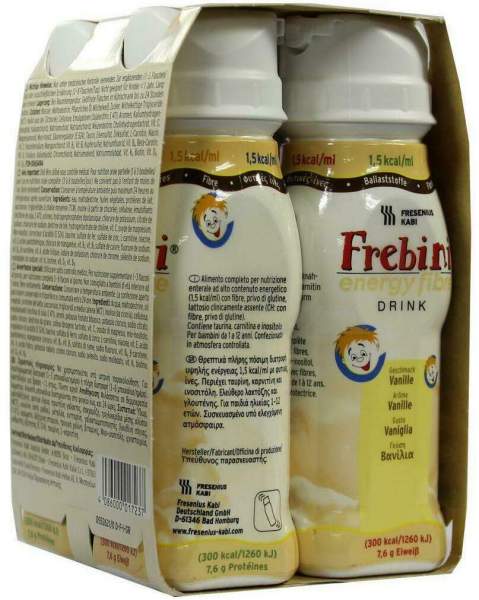Frebini Energy Fibre Vanille Trinkflasche 4x200 ml Flüssigkeit