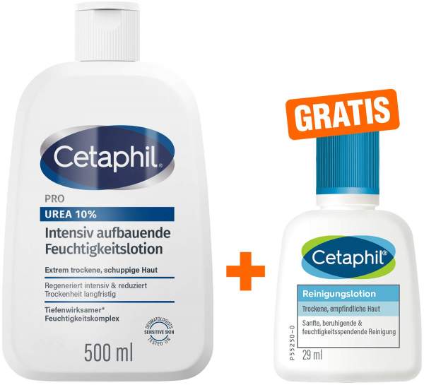 Cetaphil Pro Urea 10 % Lotion 500 ml + gratis Cetaphil Reinigungslotion 29 ml